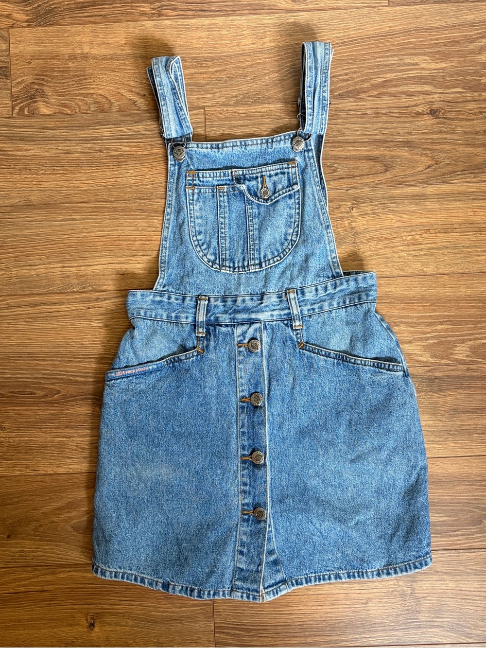 Vintage 90s Squeeze Jeans Denim Shortalls Button Front Overall Shorts